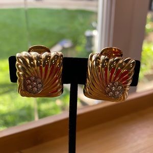 Kenneth J. Lane Vtg. Rhinestones Square Earrings